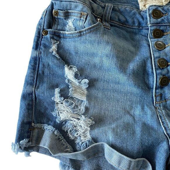 Altar'd State Distressed Button Fly Denim Shorts Sz 29/9 - Picture 2 of 6
